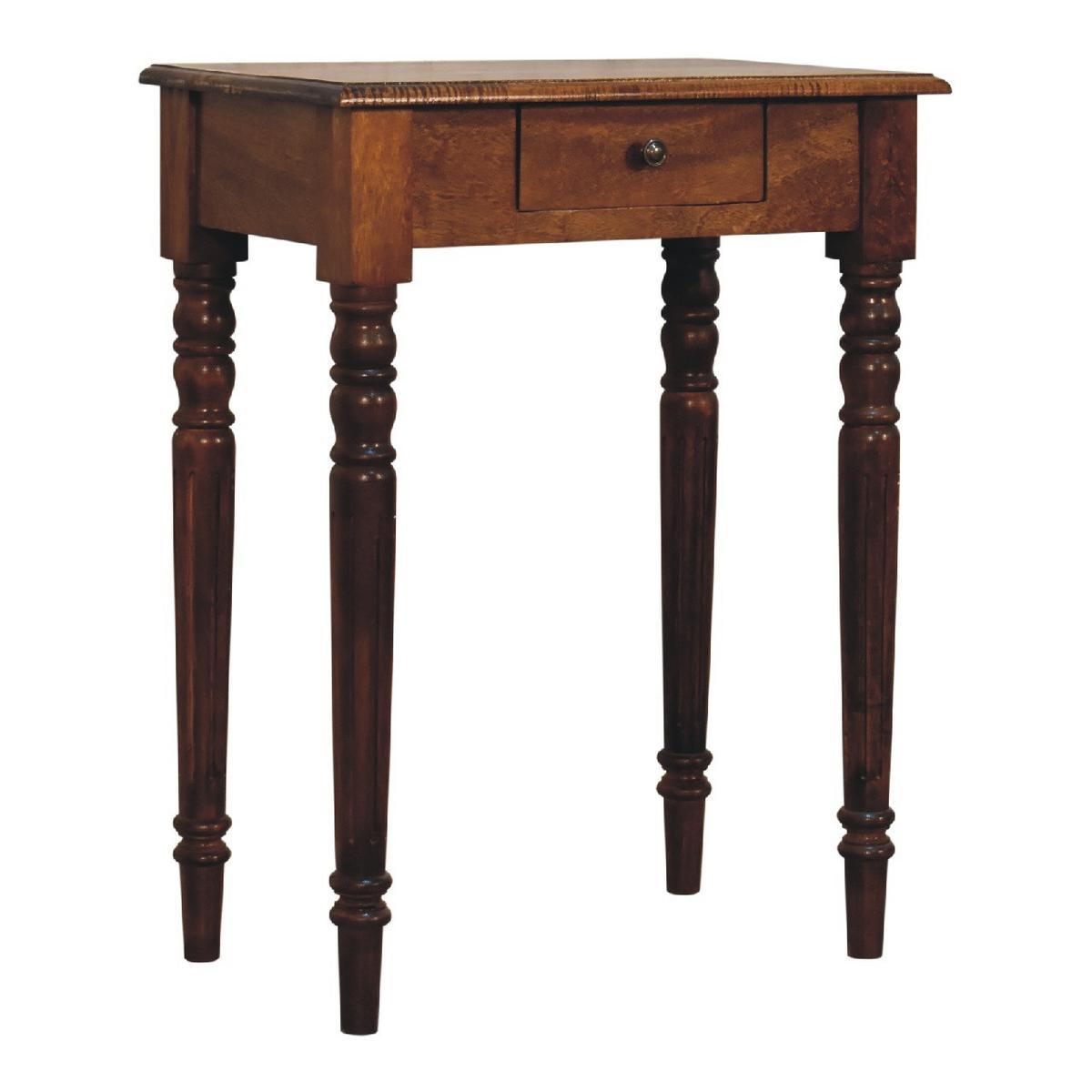SCHREIBTISCH 1 Schublade, Gedrechselte Beine, Braun - Kastanienfarben/Messingfarben, Holz/Metall (35/60/78cm) - Artisan Furniture