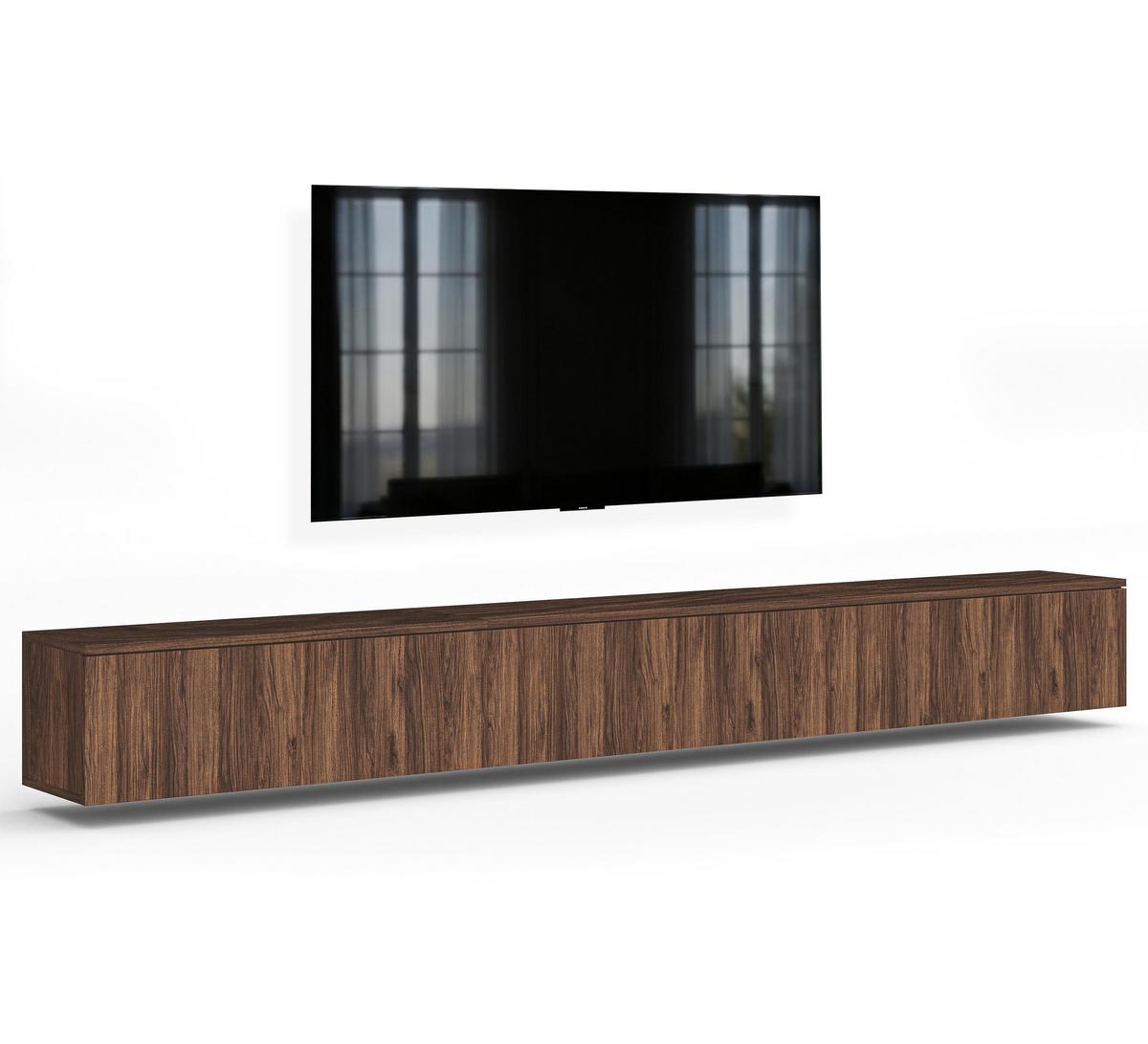 LOWBOARD Barvo 3x100 Nussbaum Warmia 300/34/32 cm – hängendes TV-Board - Nussbaumfarben, Holzwerkstoff (300/34/32cm) - AX Living