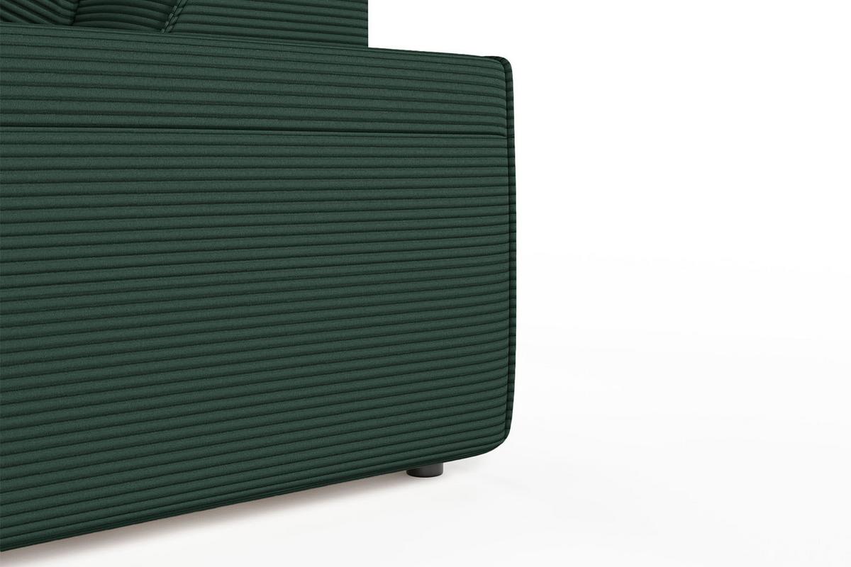 ECKSOFA RANI Smaragdgrün Cord - Smaragdgrün/Schwarz, Kunststoff/Textil (299/189cm) - KAWOLA