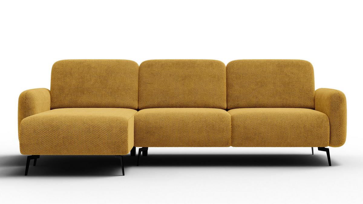 ECKSOFA FEBE 4-Sitzer links, dunkelgelb - Gelb/Schwarz, Holz/Textil (264/157cm) - Wozimo