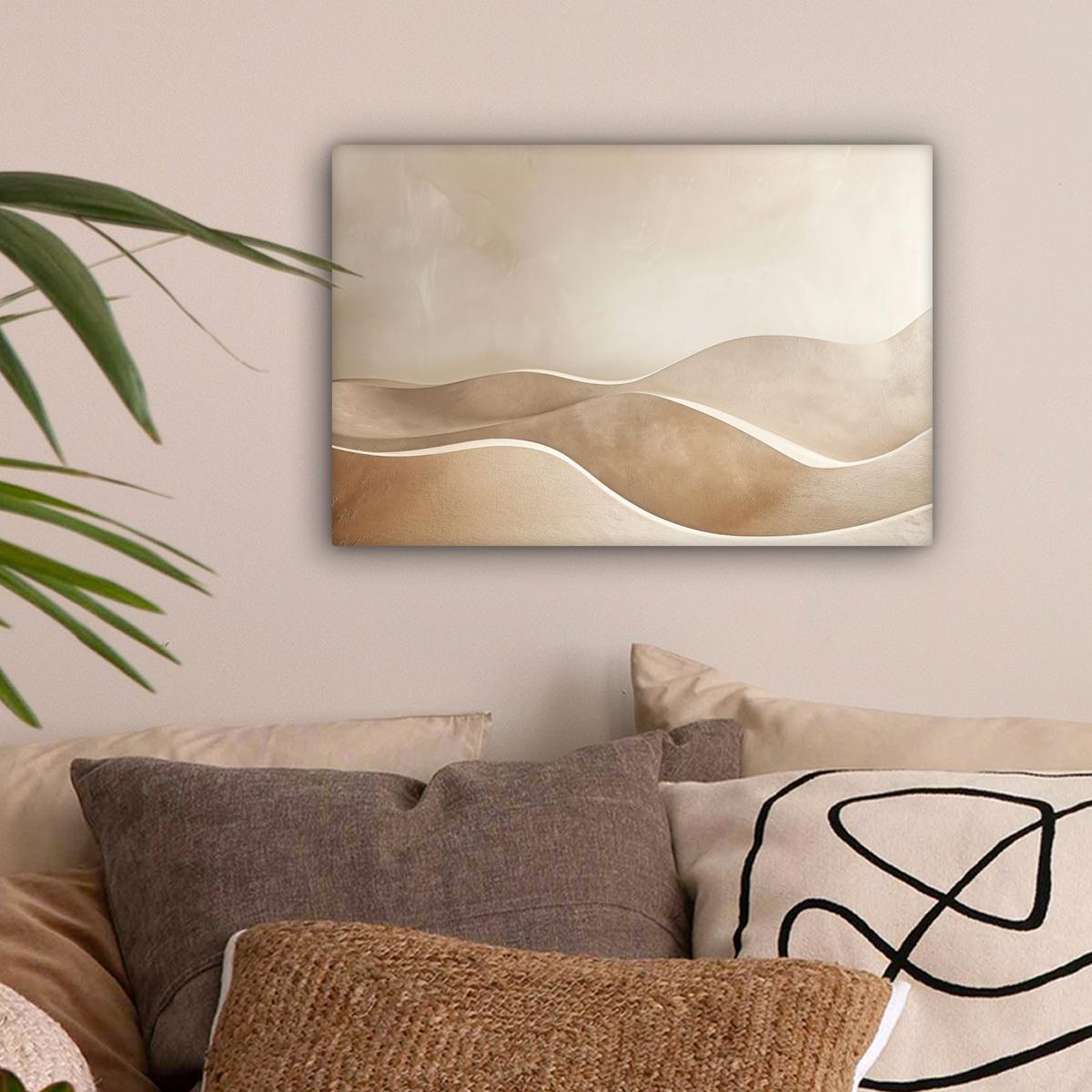 LEINWANDBILD Beige - Natur - Abstrakt - Modern Deko Schlafzimmer 30x20 cm - Beige, Textil (30/20cm) - MuchoWow