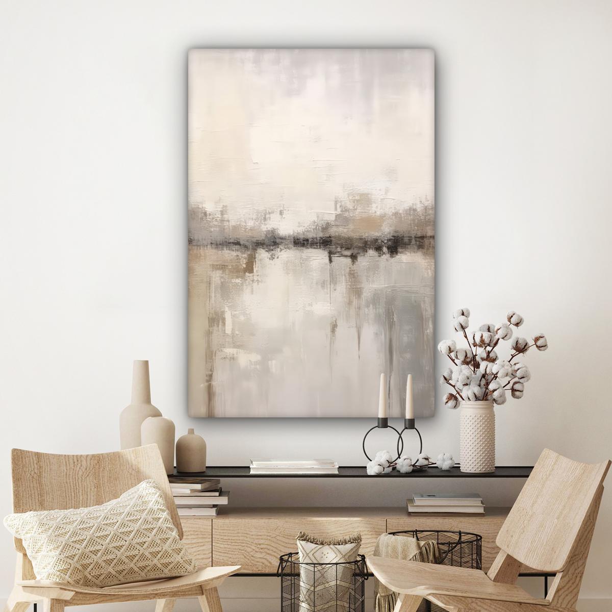 LEINWANDBILD Moderne Kunst - Abstrakt - Beige Deko XXL 80x120 cm - Beige, Textil (80/120cm) - MuchoWow