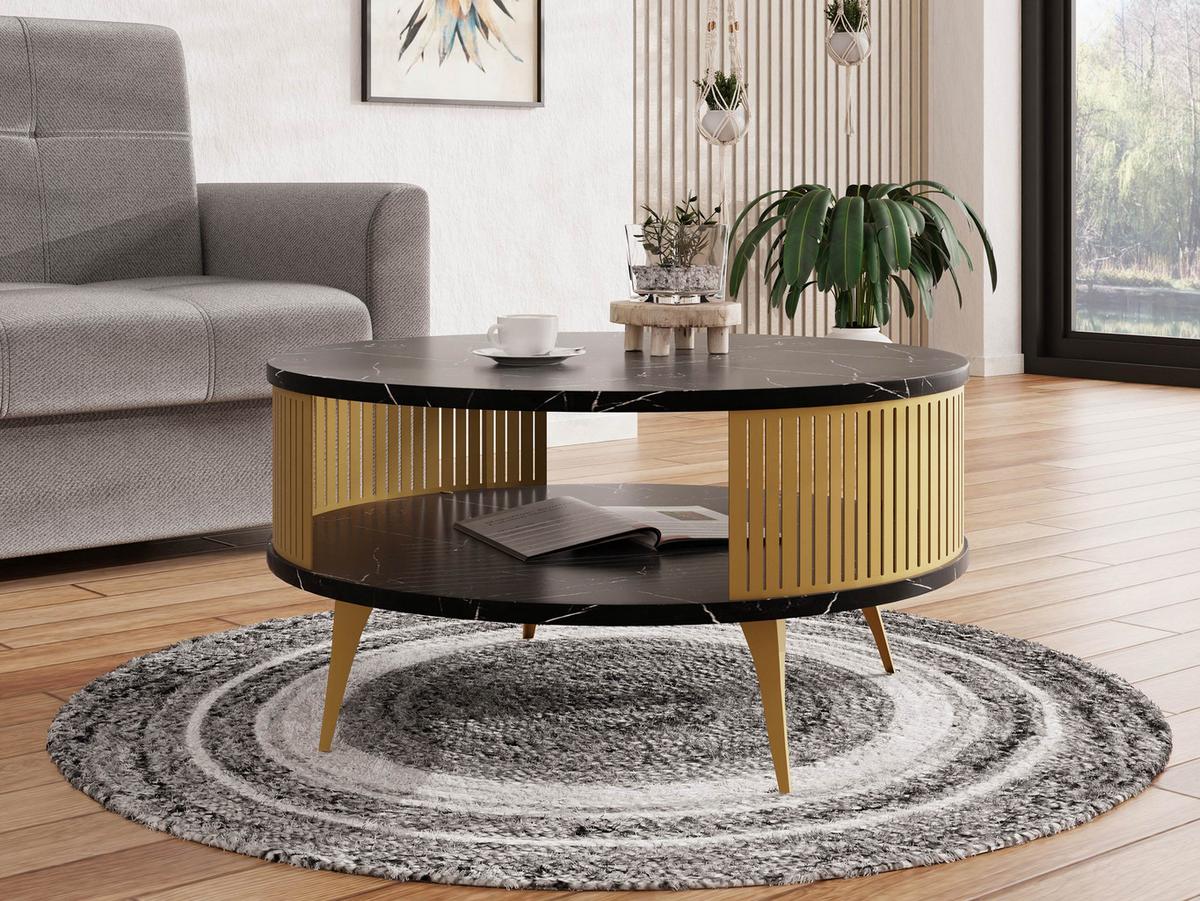 COUCHTISCH Roenni Gold - Goldfarben/Multicolor, Holzwerkstoff/Metall (75/75/44cm) - MIRJAN24