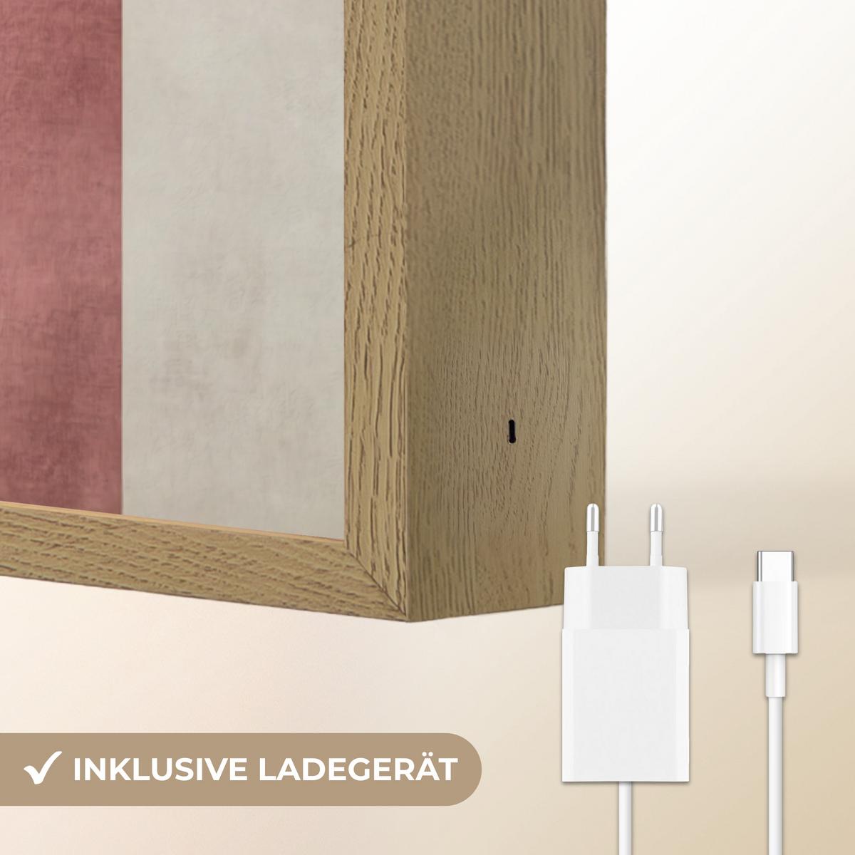 WANDLEUCHTE MIT AKKU Figuren - Abstrakt - Rosa 40x60 cm - Altrosa, Holzwerkstoff (40/60/8cm) - OnlyWow