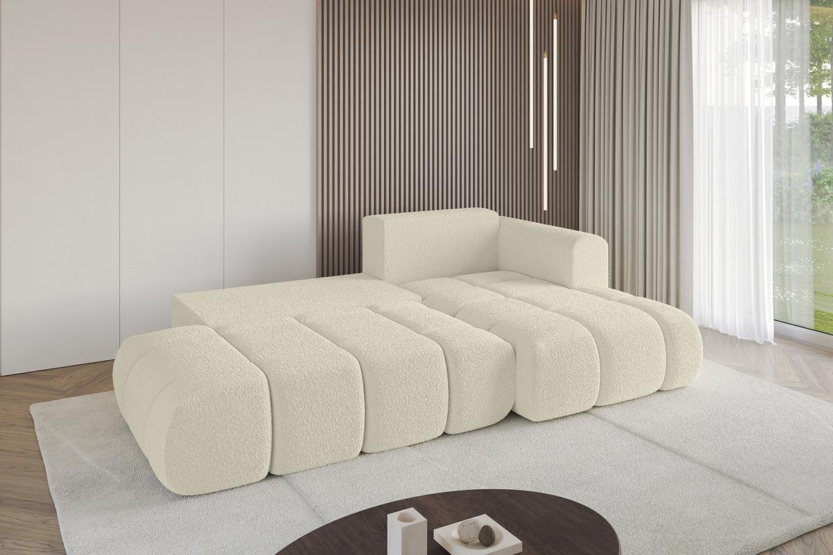 ECKSOFA Ottomane Rechts CLOUD-L-v1 280x185x90 Beige Bouclé - Beige, Holzwerkstoff/Kunststoff (185/280cm) - ALTDECOR