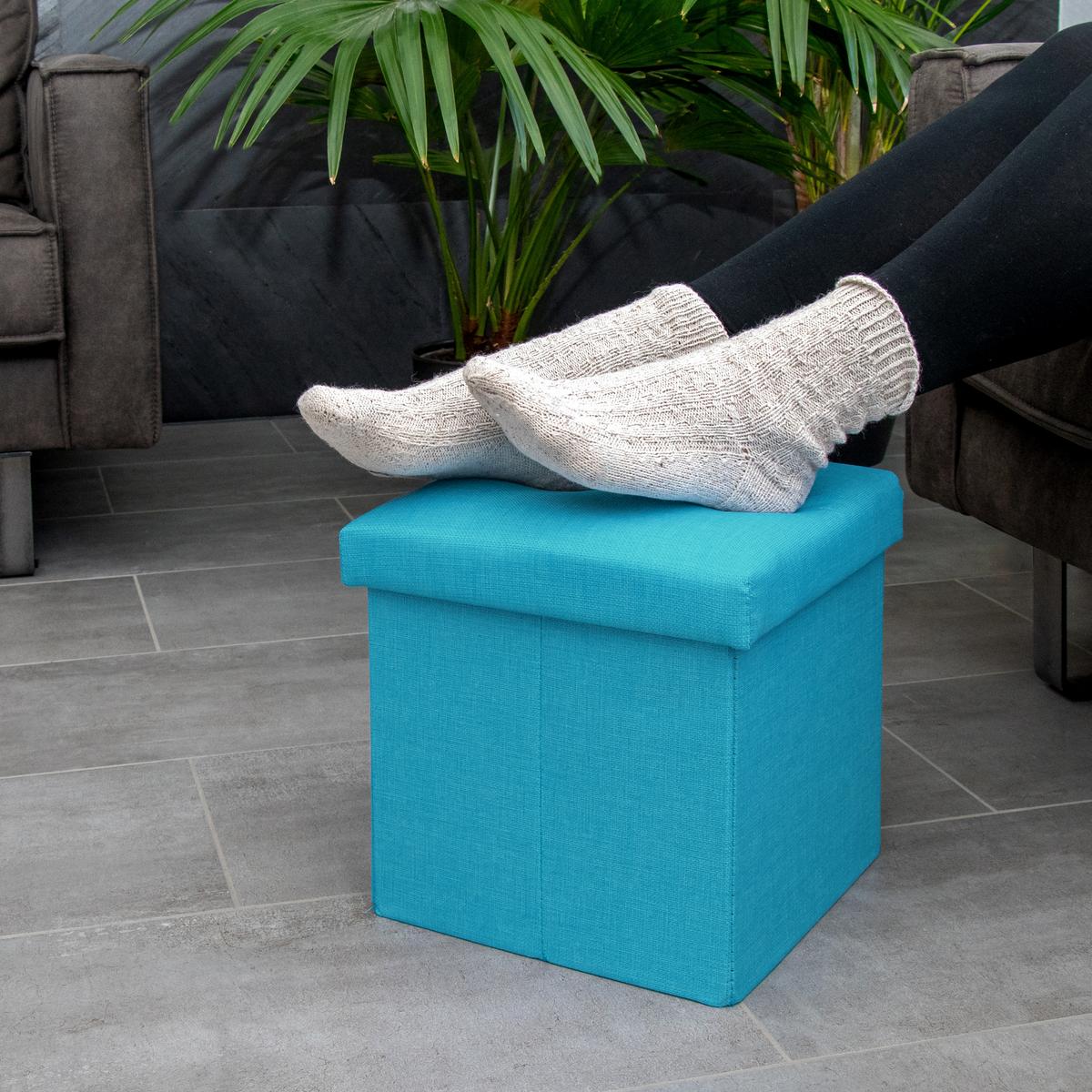 SITZHOCKER Faltbar 30/30/30 cm (Blau) - Hellblau, Textil (30/30/30cm) - Intirilife
