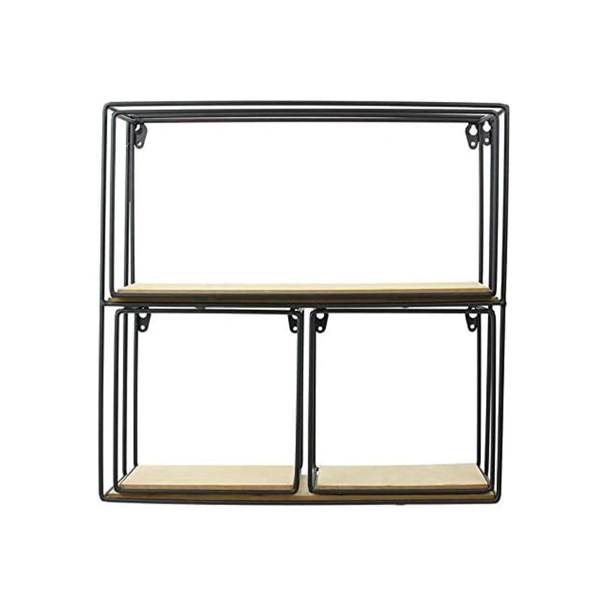 REGALE 4-teilig Holz und Metall - H38 cm - Schwarz, Metall (10/38/41cm) - Calicosy