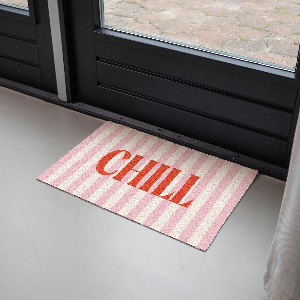 FUSSMATTE Zartrosa – Rot – Streifen – Chill 60x40 cm - Rosa, Kunststoff (60/0.4cm) - MuchoWow