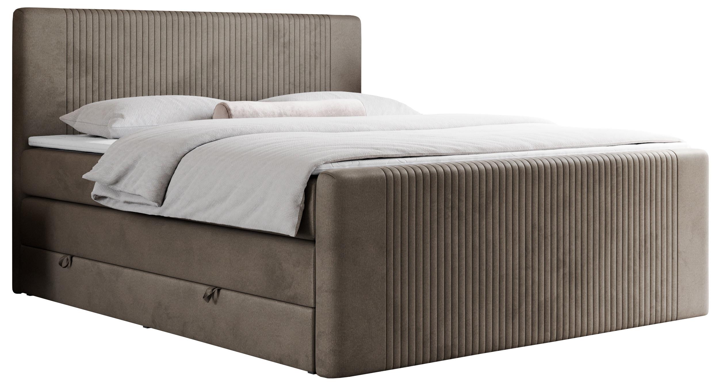 BOXSPRINGBETT KING DOREN 200/200 Braun Velvet - H3 - Braun, Holz/Textil (200/200cm) - MKS