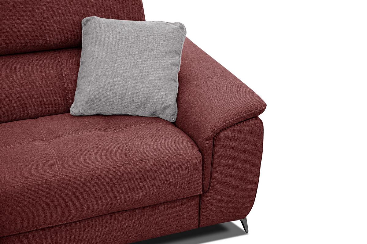 SOFA PLAUEN 3-Sitzer mit 2 Relaxfunktionen, bordeaux - Bordeaux/Silberfarben, Holzwerkstoff/Textil (214/83/105cm) - Wozimo