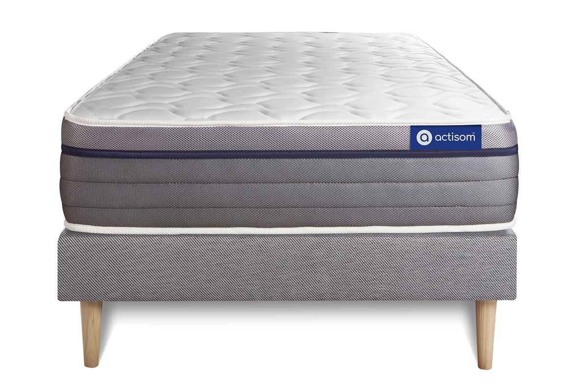 BETT Actilatex zen Latex und Memory-Schaum 80 x 200 cm h1 - Kit Bettgestell Grau - Beige/Grau, Karton/Holz (80/200cm) - ACTISOM