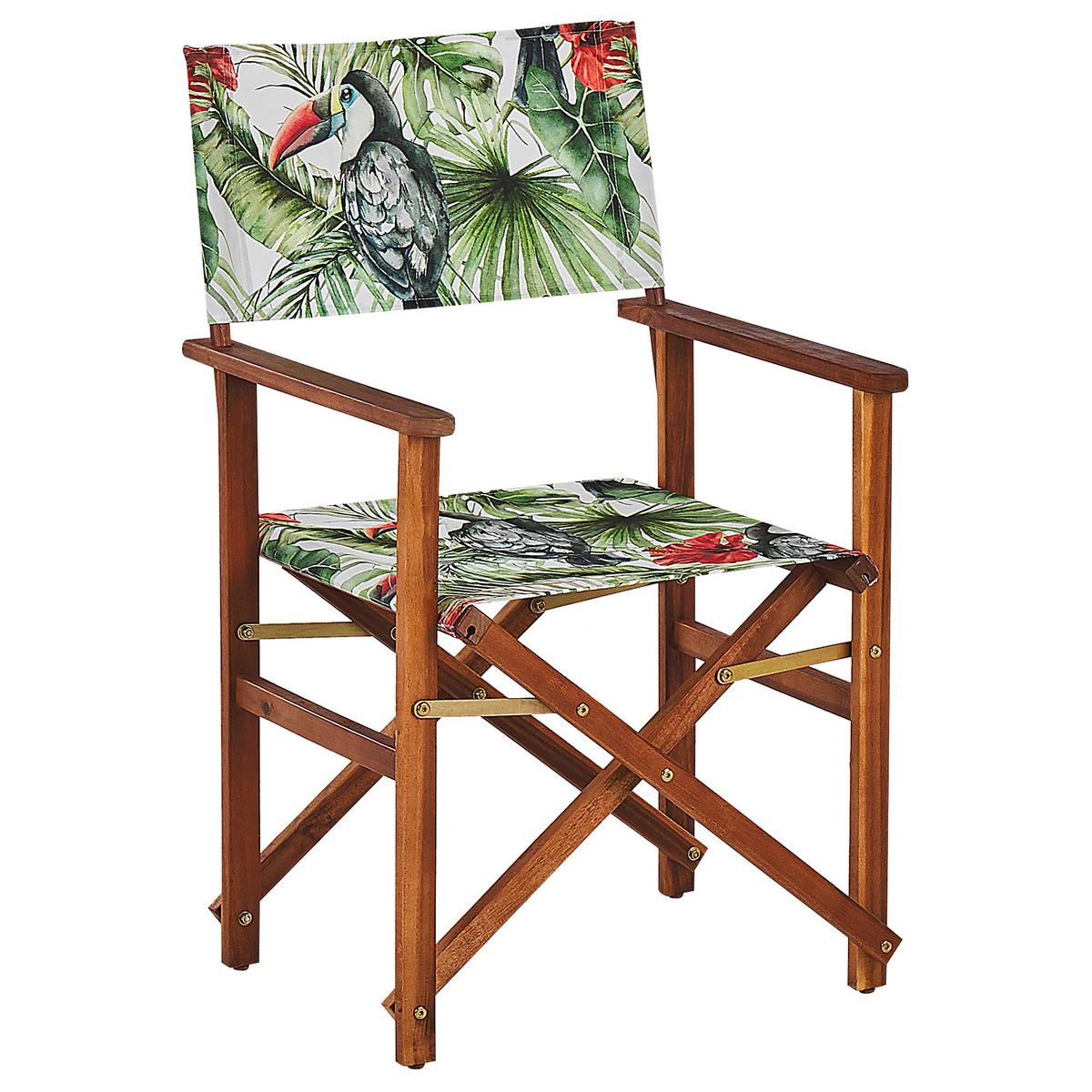 GARTENSTUHL 2er-Set Akazienholz dunkelbraun Auflagen cremeweiß/bunt Cine - Dunkelbraun/Multicolor, Holz (50/91/50cm) - Beliani