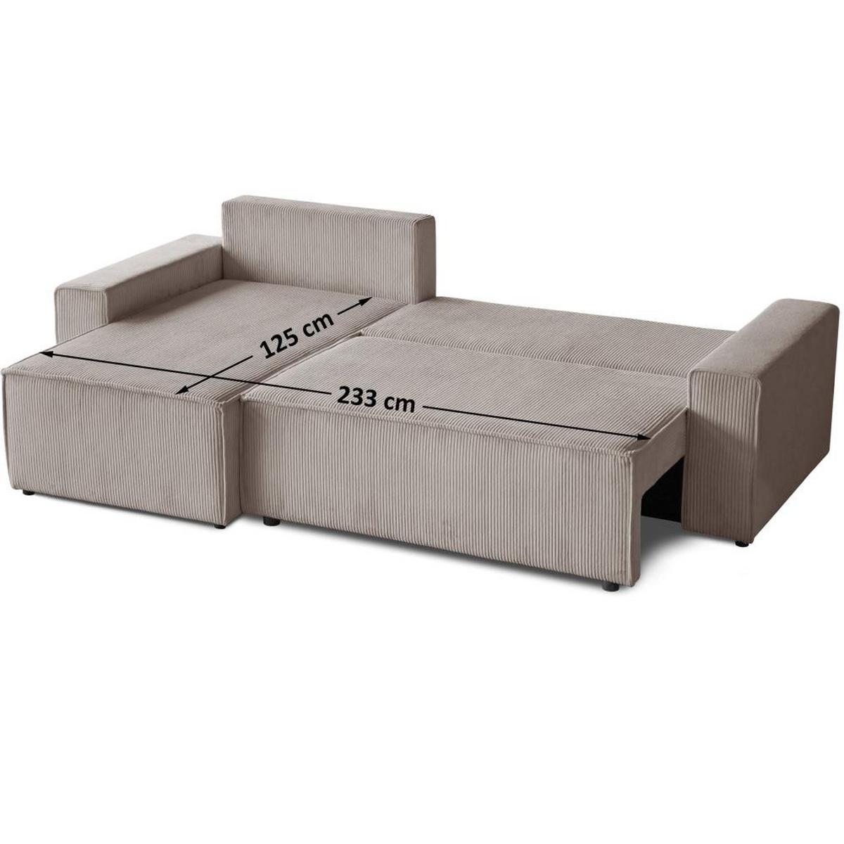 ECKSCHLAFSOFA mit Schlaffunktion Hektor, 277 cm, Ottomane 100 cm, cappuccino - Schwarz/Cappuccino, Kunststoff/Textil (277/152cm) - Beautysofa