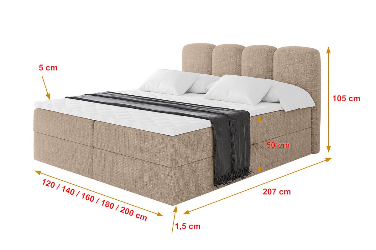 BOXBETT mit Matratze H4 - NINA - 180x200 cm - Dunkelbeige - Cappuccino, Holzwerkstoff (180/200cm) - ALTDECOR