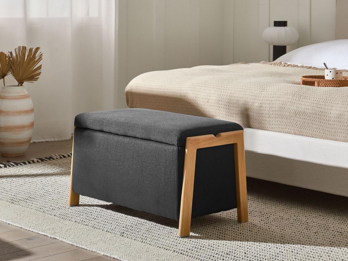 SITZBANK Schwarz Edland - Schwarz/Braun, Textil (75/44/43cm) - Beliani