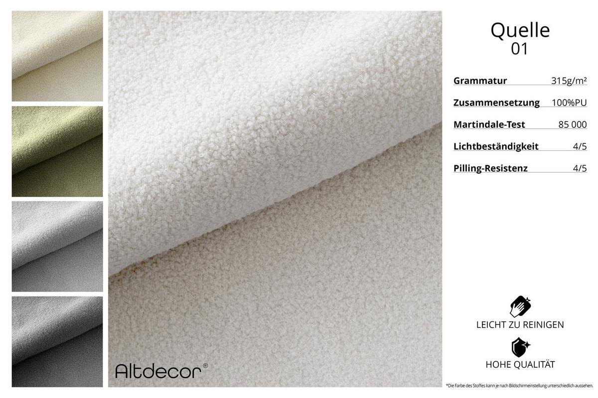 WOHNLANDSCHAFT modulares Sofa Birno-U1 - 285x190x70 cm Weiß Bouclé - Weiß, Holzwerkstoff/Textil (285/70/190cm) - ALTDECOR