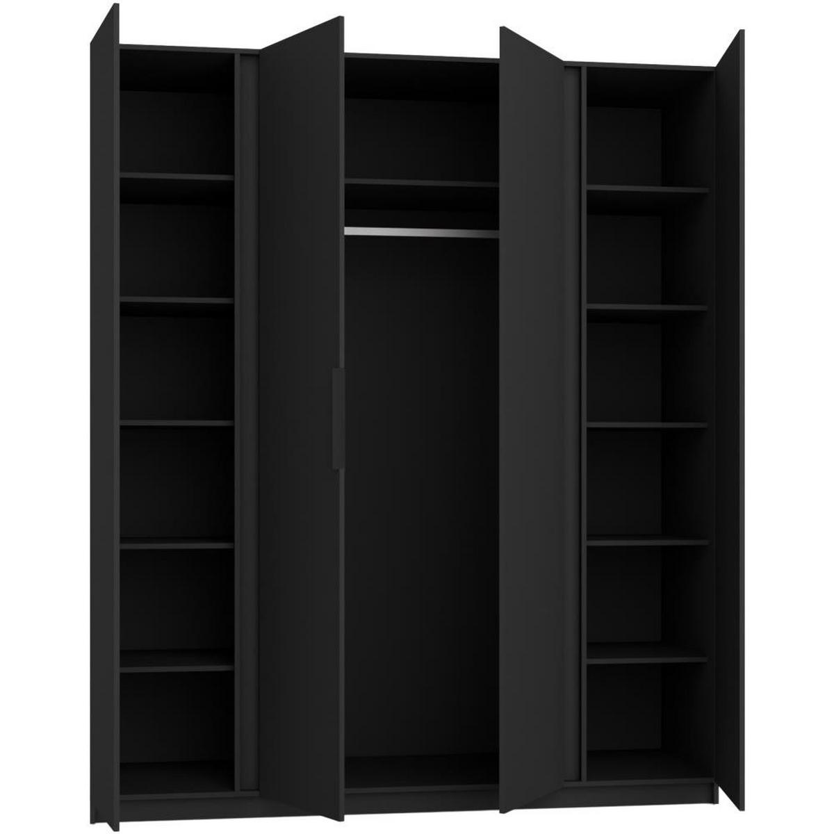 DREHTÜRENSCHRANK Kaya 200/62/239 4-Türig - Schwarz, Holzwerkstoff (200/239/62cm) - Beautysofa