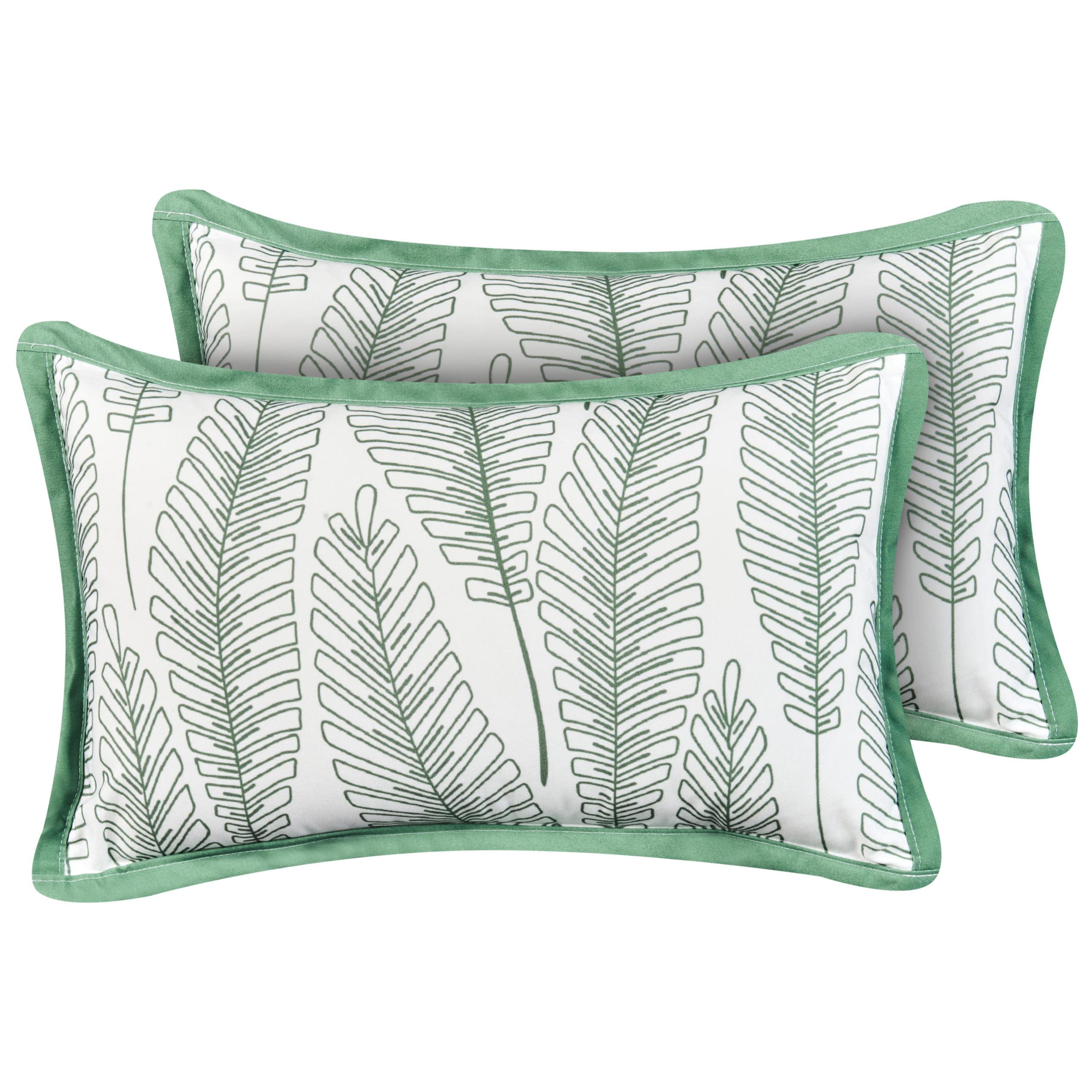 GARTENKISSEN 2er-Set Grün 30/50 cm Meadow - Weiß/Grün, Textil (50/12/30cm) - Beliani