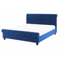 POLSTERBETT 160/200cm Marineblau Avallon - Blau, Textil (160/200cm) - Beliani