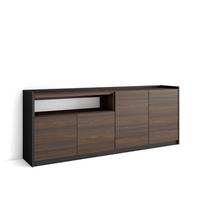 SIDEBOARD, Highboard, Dunkler Eiche und Schwarz, 207/37/80cm - Hellbraun, Holzwerkstoff (207/80/37cm) - Skraut Home
