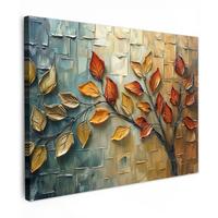 LEINWANDBILD Baum - Abstrakt - Natur - Kunst Wandbilder 80x60 cm - Goldfarben, Textil (80/60cm) - MuchoWow