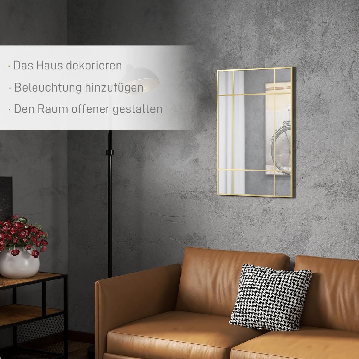 WANDSPIEGEL Glas Metall Gold - Goldfarben, Metall (2/60/90cm) - HOMCOM