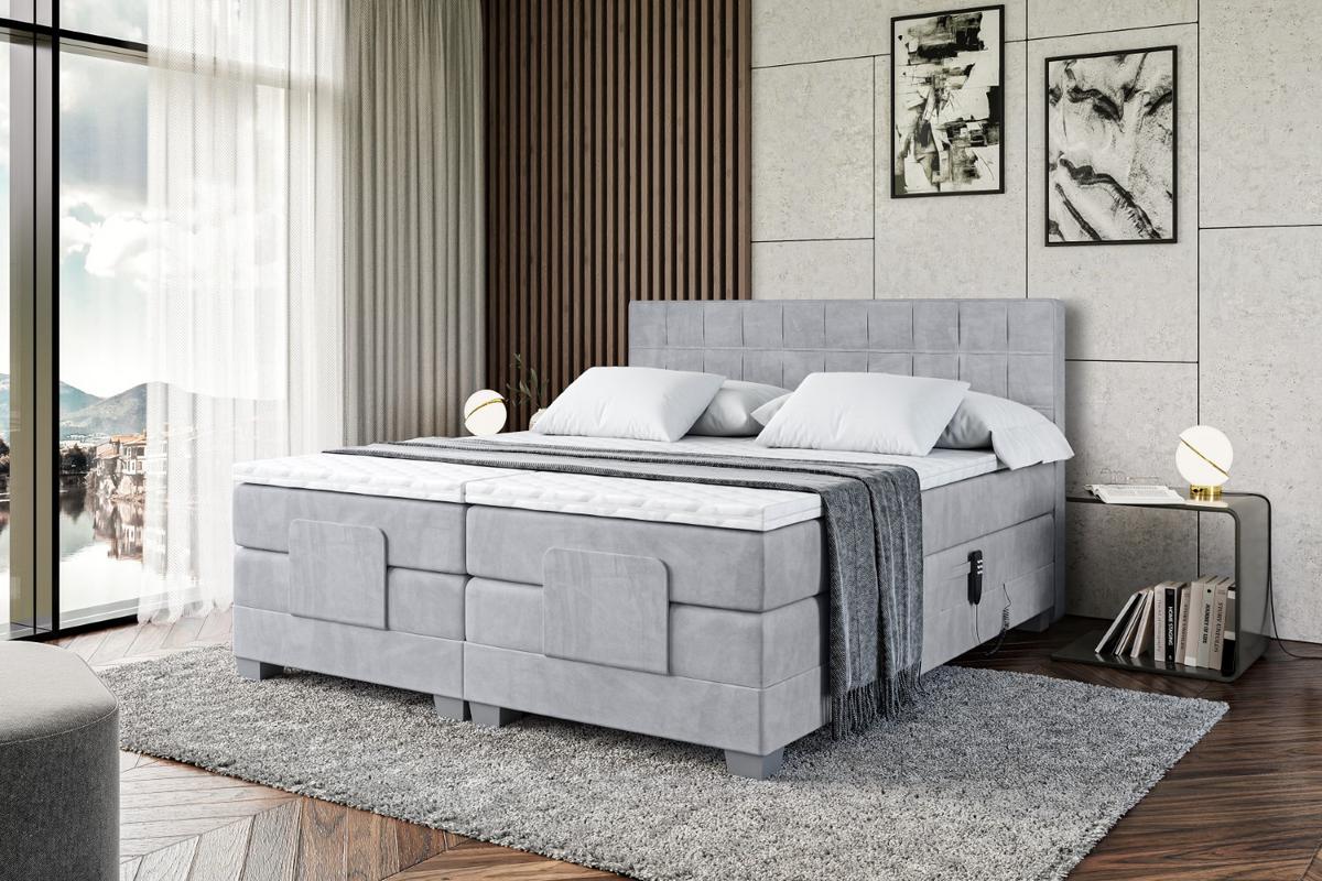 BOXSPRINGBETT elektrisch verstellbar mit 2 Matratzen H4/Taschenfederung OSTO EL 140 x 200 Grau - Grau, Holzwerkstoff (147/200cm) - ALTDECOR