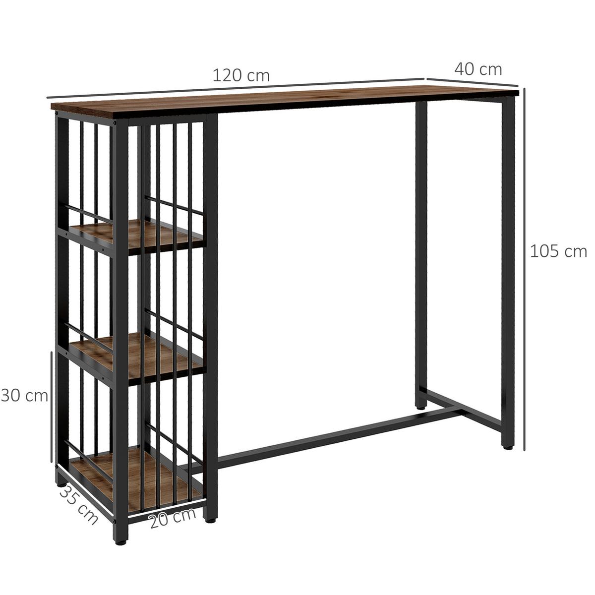 BARTISCH, Spanplatte, Stahl, Braun - Braun, Kunststoff (120/40/105cm) - HOMCOM