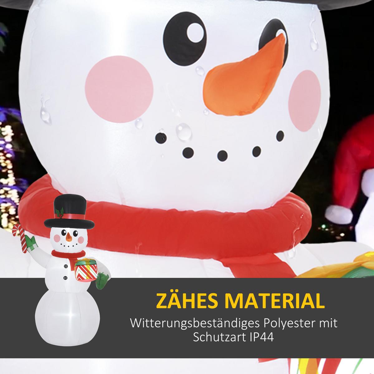 AUFBLASBAR Weihnachtsdeko 1,8 m Schneemann mit LED-Beleuchtung Gartendeko - Weiß, Kunststoff (80/180/120cm) - Outsunny