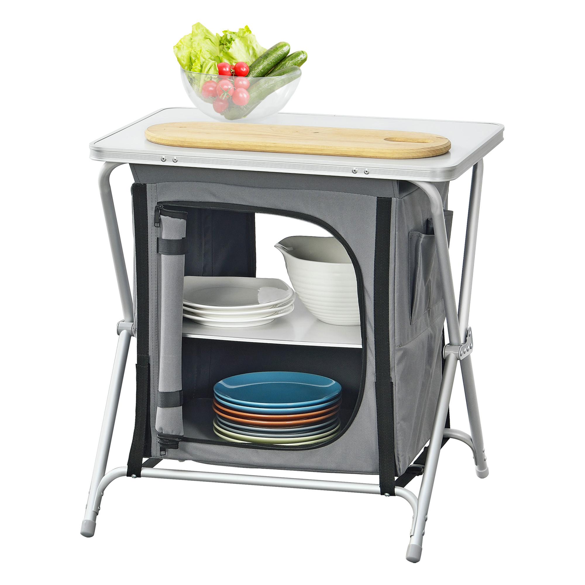 CAMPINGSCHRANK Tullinge - Grau, Textil/Metall (45/60/64cm) - [en.casa]