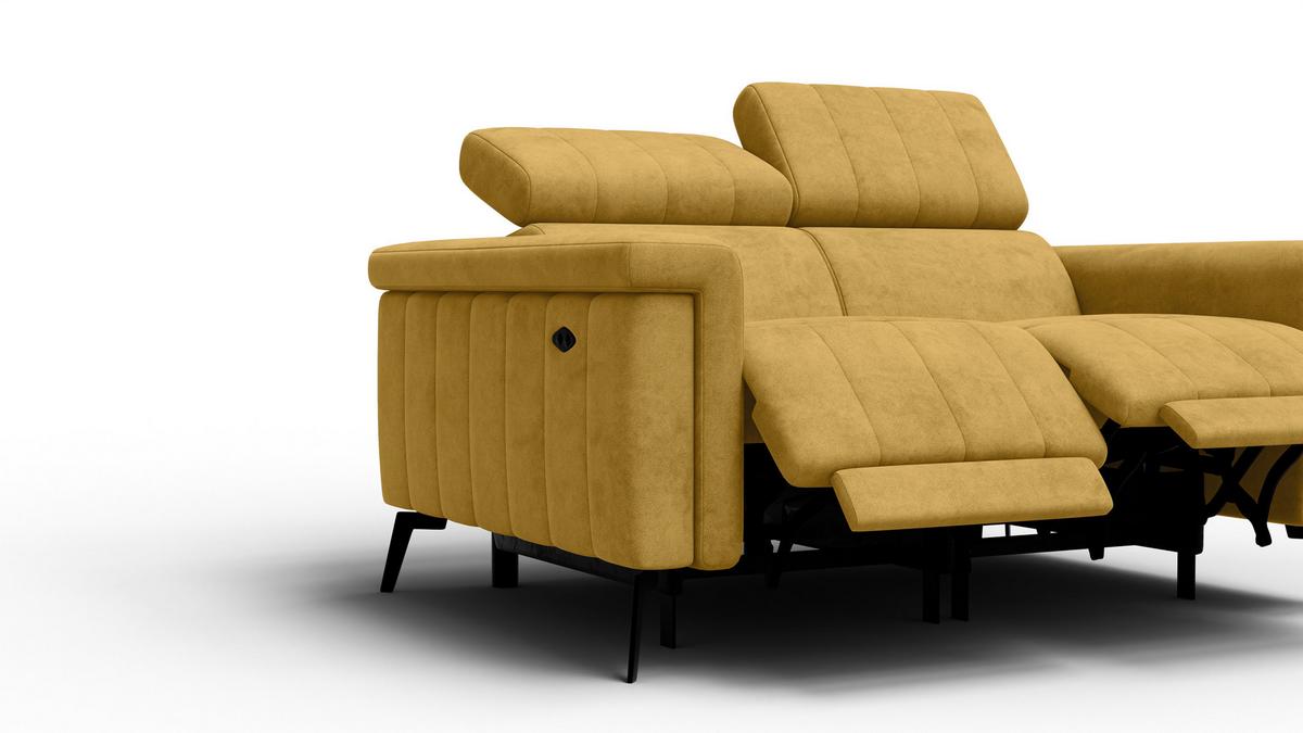 RELAXSOFA NORDEL 2-Sitzer, senfgelb - Gelb/Schwarz, Holz/Textil (150/80/105cm) - Wozimo