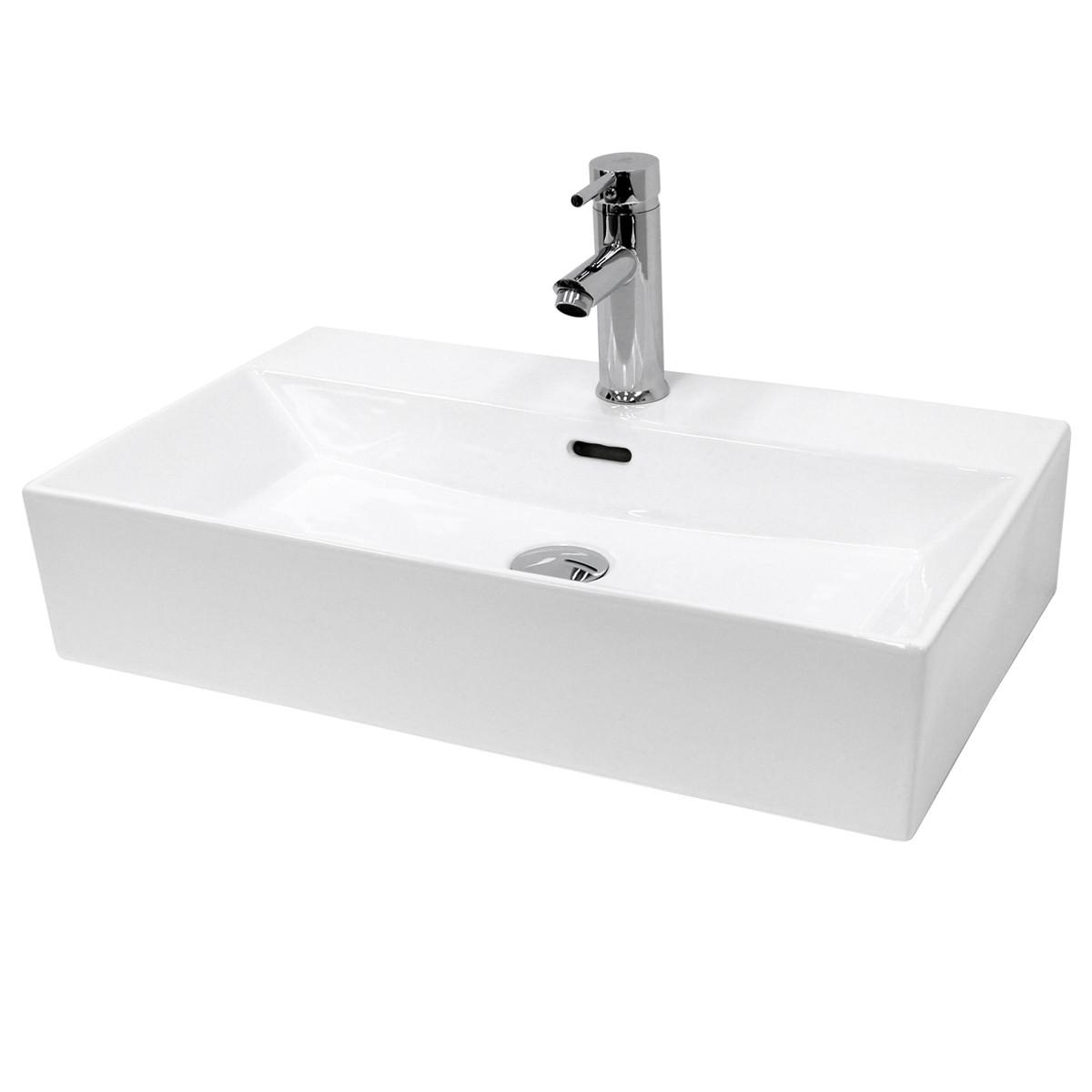WASCHBECKEN - Weiß, Keramik (36.5/13/60.5cm) - ECD-Germany
