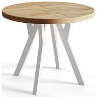 RUNDER Esstisch ausziehbar – Moderner Wohnzimmertisch und Küchentisch – Tisch mit Stabile Konstruktion, Durchmesser 80 cm - 130 cm - Farbe Craft - Braun/Weiß, Holzwerkstoff (80/80/77cm) - Alpi-Möbel