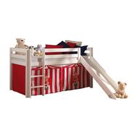 HOCHBETT mit Rutsche Karolina Massivholz Weiß Textilset Zirkus - Rot/Weiß, Holz (90/200cm) - 58aufmkessel