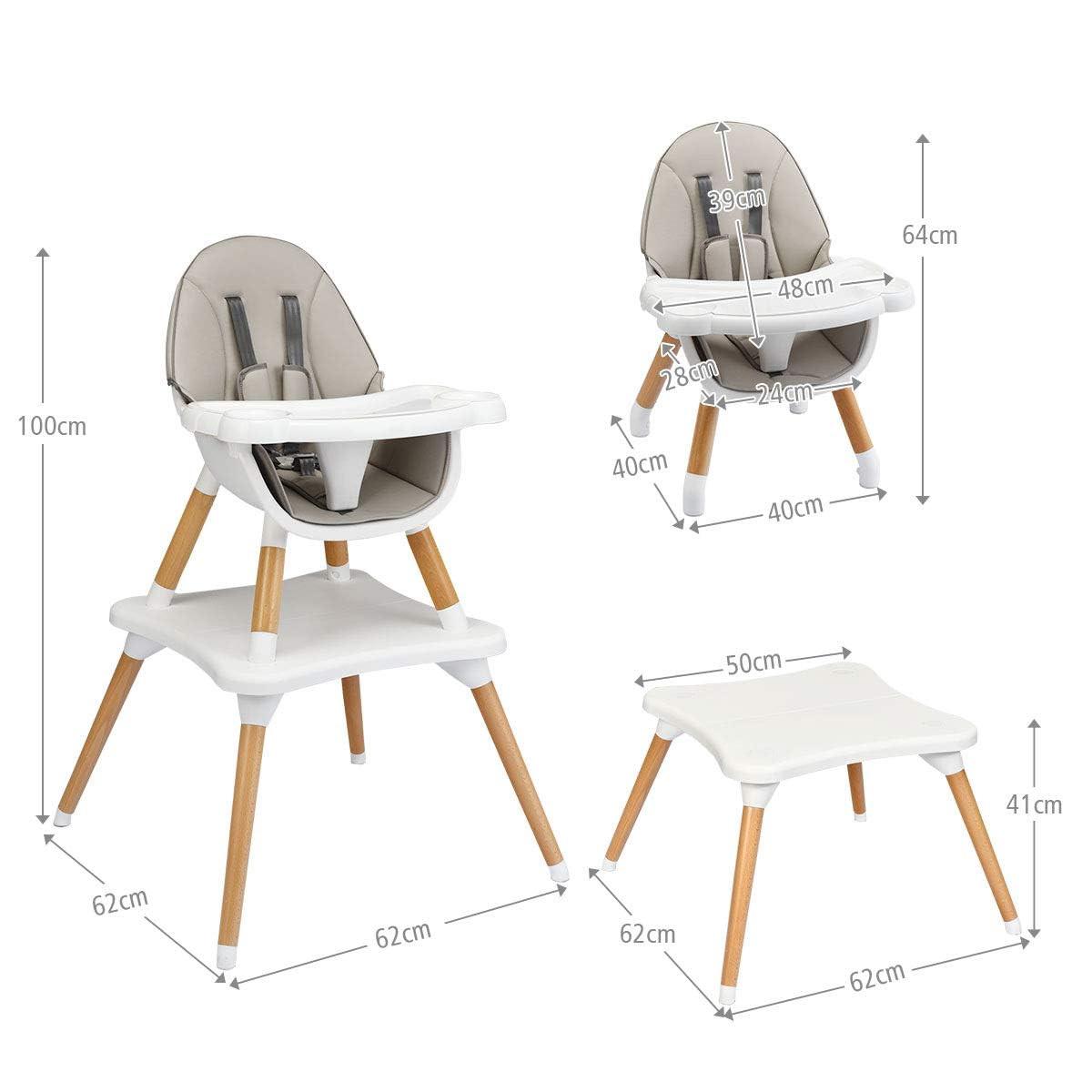 BABYHOCHSTUHL Grau - Grau, Kunststoff (62/100/62cm) - COSTWAY