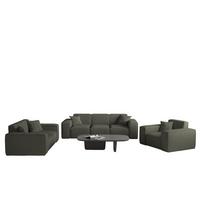 SOFASET Celes Premium 3-2-1 In Ascot - Jadegrün, Holzwerkstoff/Textil (225/73/88cm) - Fun Möbel