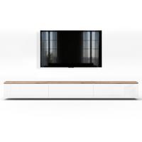 LOWBOARD Barvo 3x100 Eiche Wotan / Weiß Hochglanz 300/34/32 cm – hängendes TV-Board - Braun/Weiß, Holzwerkstoff (300/34/32cm) - AX Living