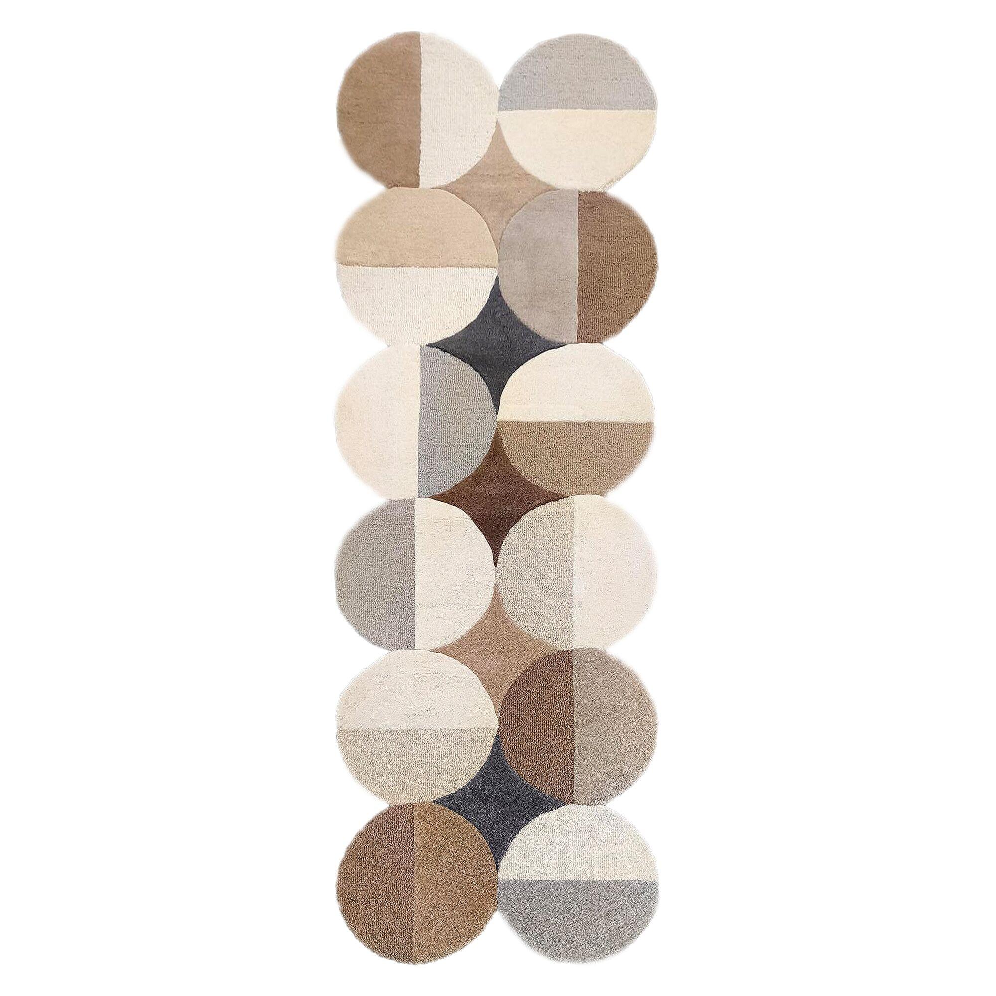 WOLLTEPPICH HALLEIN, mit Wellenmuster, Beige-Braun, 80 x 230 cm - Beige, Textil (80/230cm) - KADIMA DESIGN