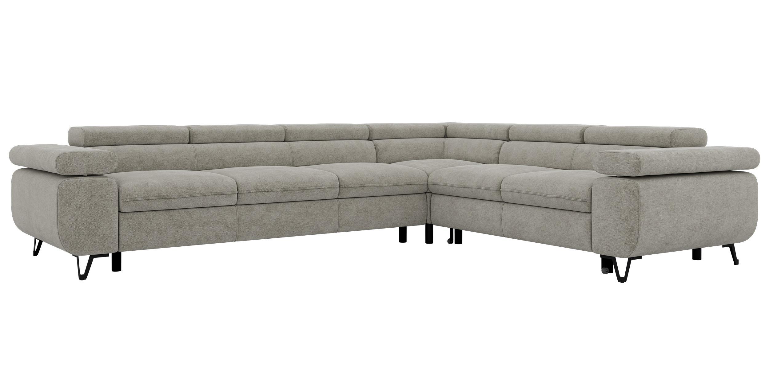 ECKSOFA NORDEN L - Hellgrau Stukture - Links Seite - Hellgrau/Schwarz, Textil/Metall (269/329cm) - MKS