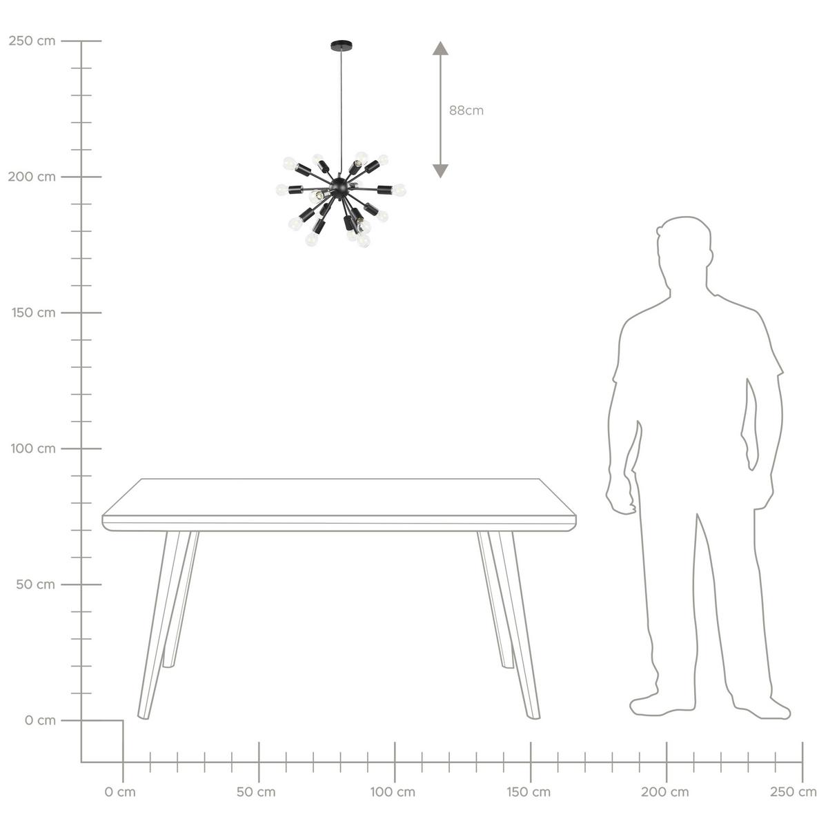 HÄNGELEUCHTE Balagas 52/52/115 cm - Schwarz, Metall (52/52/115cm) - Beliani