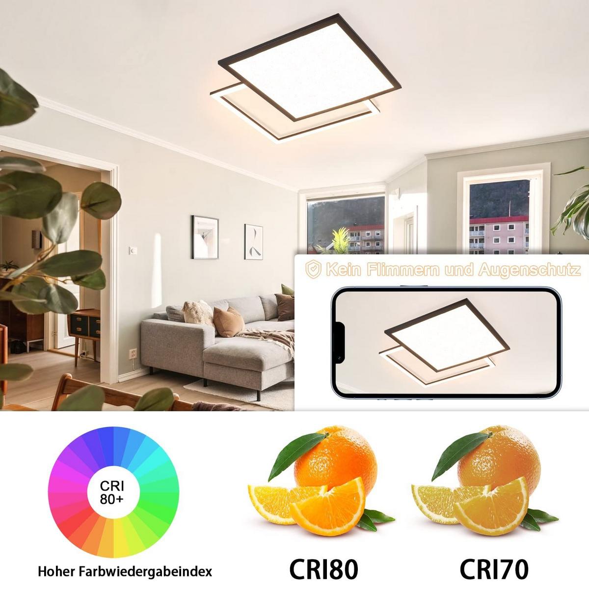 LED-DECKENLEUCHTE Zelmar 53/53/4.5 cm - Schwarz, Kunststoff (53/53/4.5cm) - ZMH