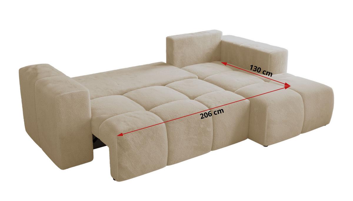 ECKSOFA MONIVA Creme Plüsch - Links - Creme/Schwarz, Kunststoff/Textil (164/266cm) - MKS