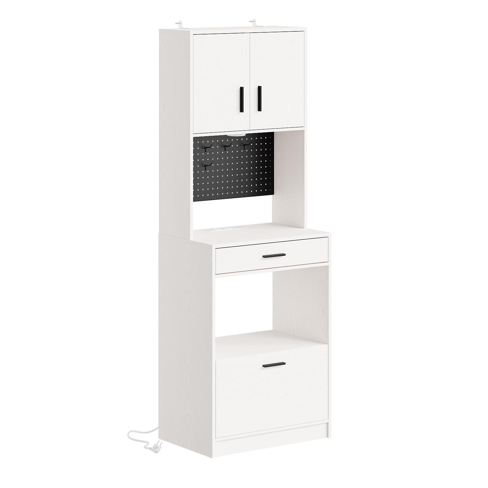 KÜCHENSCHRANK mit Gerätefach und Lochwand FSB98-E-WG - Ahornfarben/Schwarz, Holzwerkstoff/Fell (60/170/40cm) - SoBuy