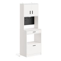 KÜCHENSCHRANK mit Gerätefach und Lochwand FSB98-E-WG - Ahornfarben/Schwarz, Holzwerkstoff/Fell (60/170/40cm) - SoBuy