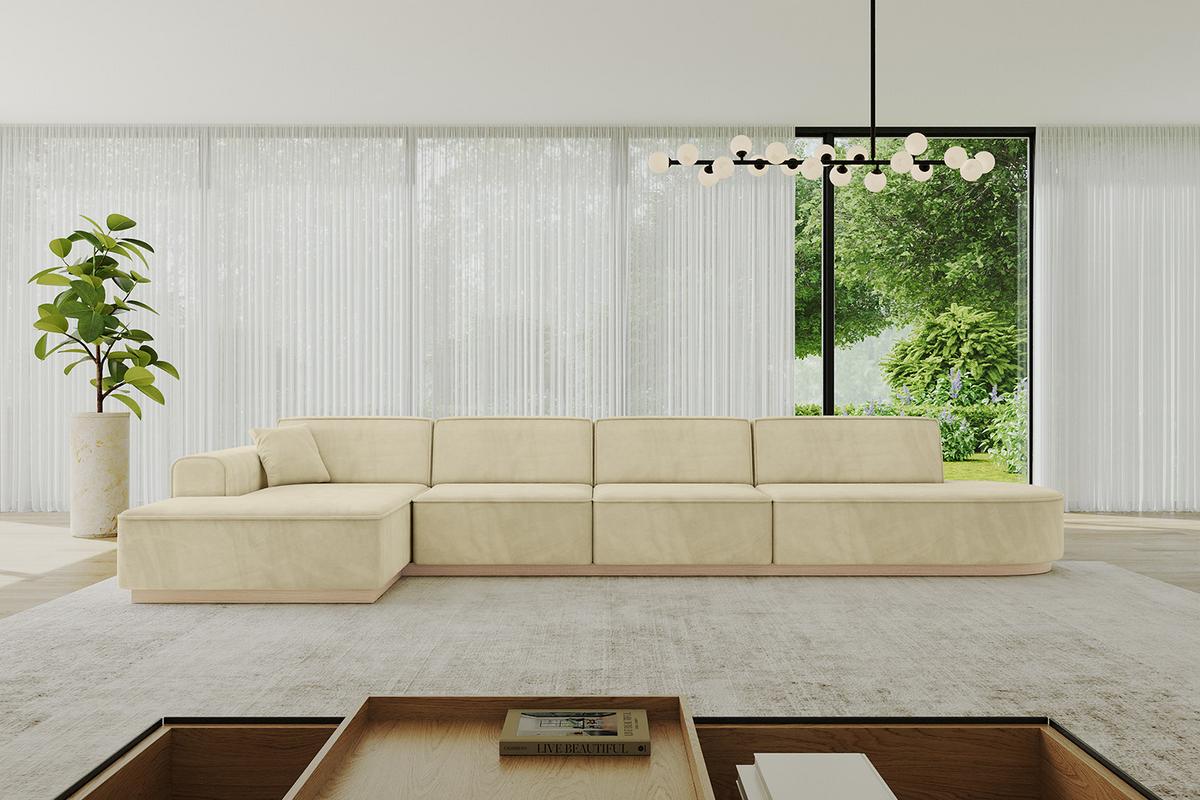 ECKSOFA Ottomane Links IREA-L3 - 412x165x80 cm Beige - Taupe, Holzwerkstoff/Textil (412/165cm) - ALTDECOR