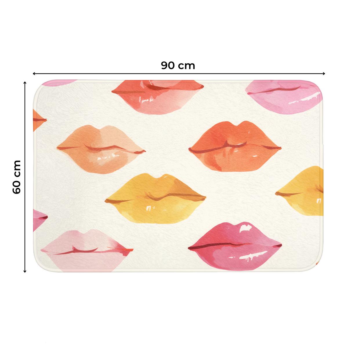 WC-VORLEGER Lippen - Bunt - Glänzend Toilettenteppich 90x60 cm - Rosa, Textil (90/1cm) - OnlyWow