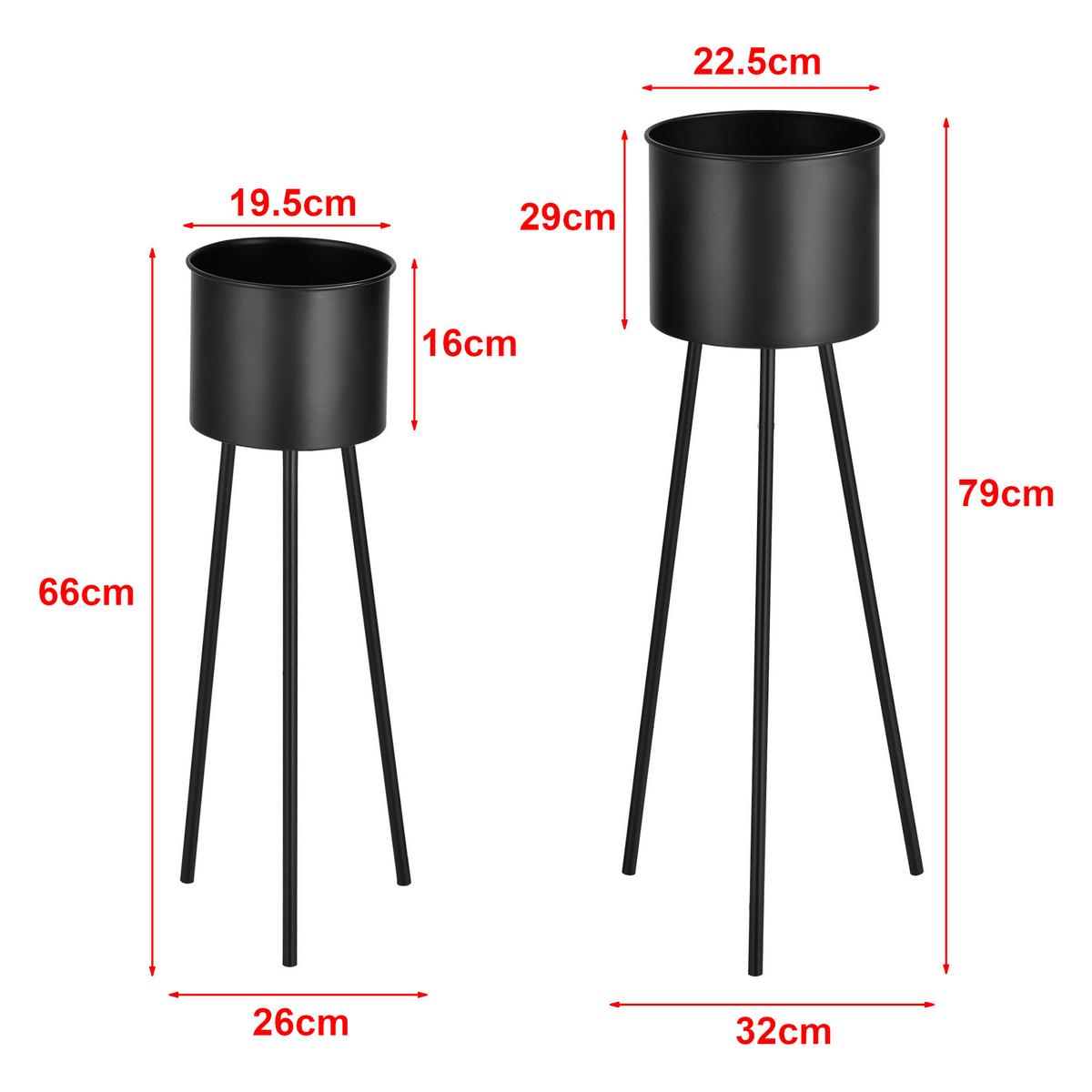 PFLANZENSTÄNDER-SET 2 TLG. Dalhem - Schwarz, Metall (32/79/32cm) - [en.casa]