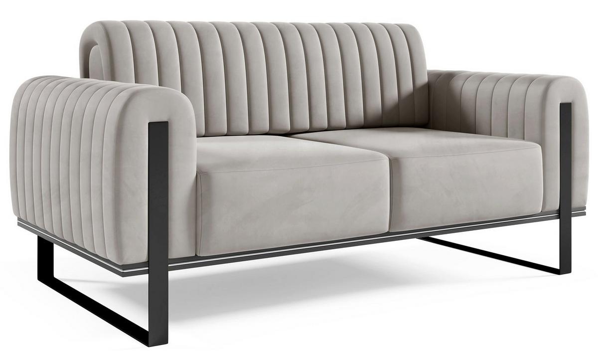SOFA Parissa 164 cm - Hellgrau/Schwarz, Textil/Metall (164/79/92cm) - Selsey