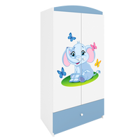 KINDERKLEIDERSCHRANK Elefant - Blau, Holzwerkstoff (90/175/52cm) - RAUMHIRSCH FURNITURE