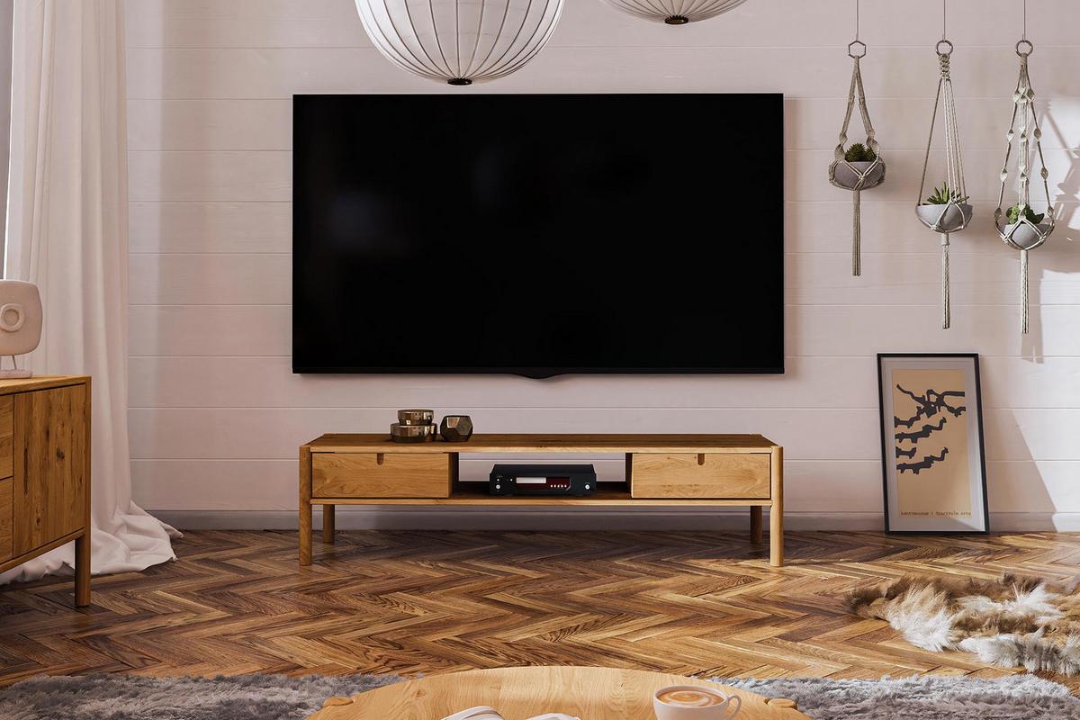 TV-SCHRANK INA Wildeiche - Dunkelbraun, Holz (160/39/46cm) - byoak